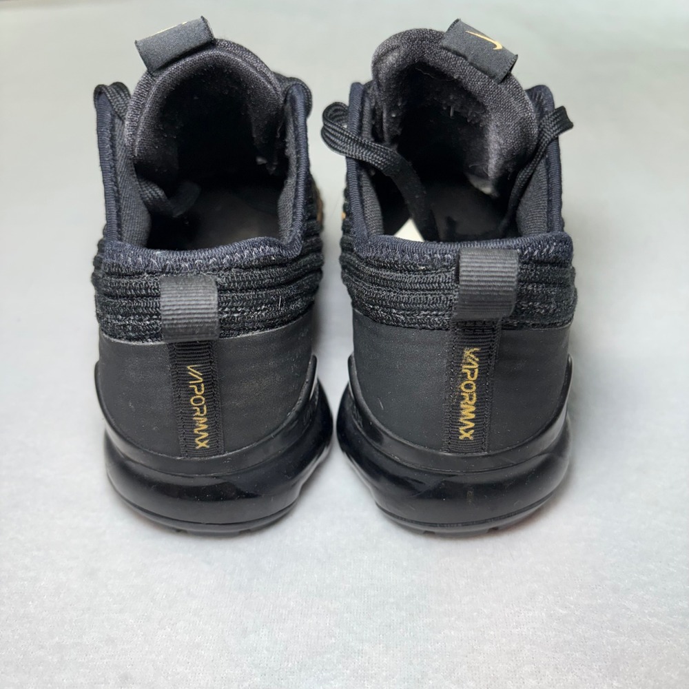 Nike Air VaporMax Flyknit 3 Black Metallic Gold Kids 5Y BQ5238-004 Womens 7 - Picture 6 of 14